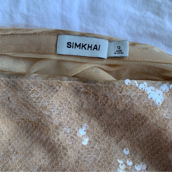Simkhai Amrita Sequin Lace Midi Slit Slip Long Skirt Ginger Root Tan Nude - Picture 9 of 12